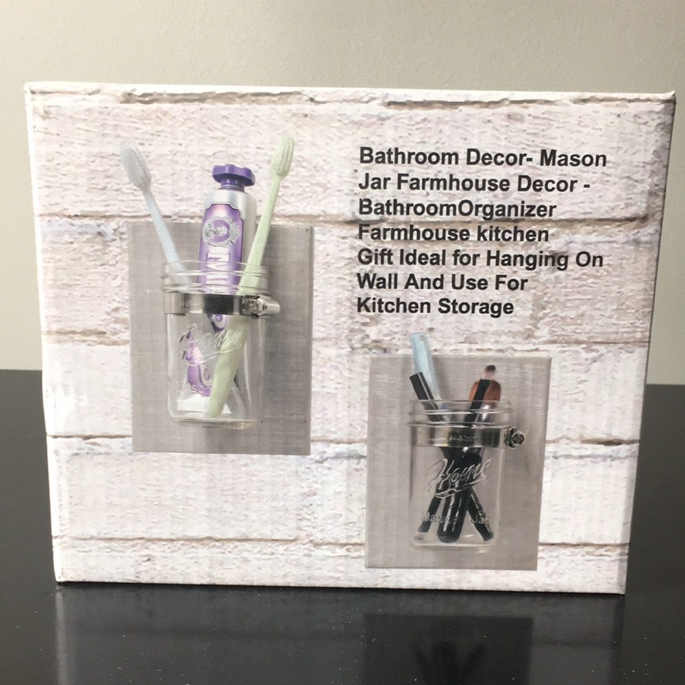 Mason jar farmhouse decor bathroom storage
